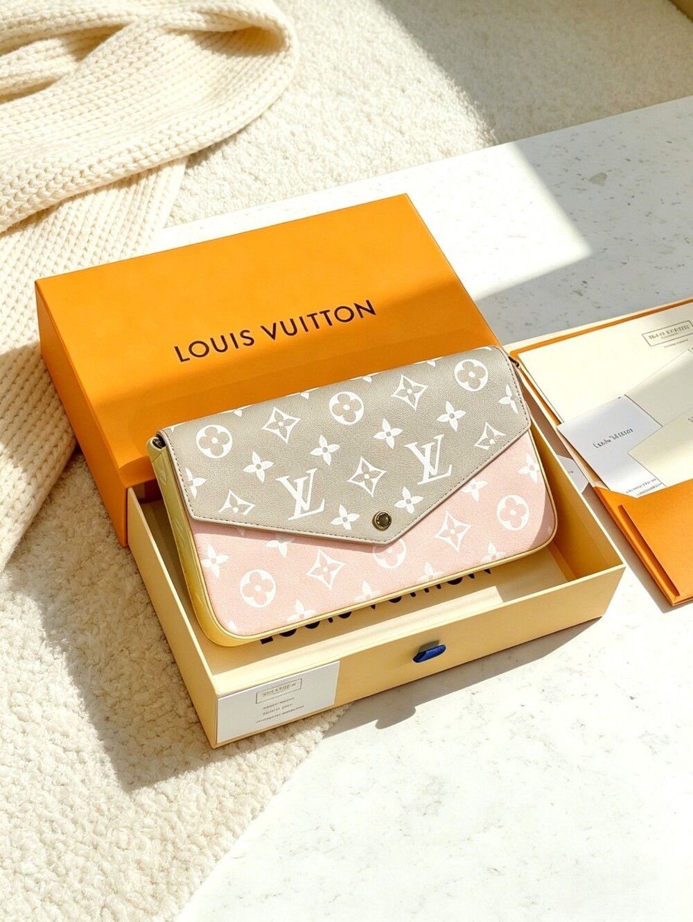 LV Pochette Félicie with Yellow Leather Trim